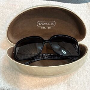 Coach Oversized Black Sunglasses with Cream Logo Case